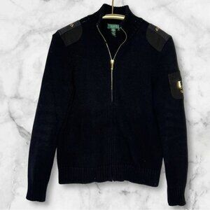 Ralph Lauren Black Epaulet Zip Cardigan